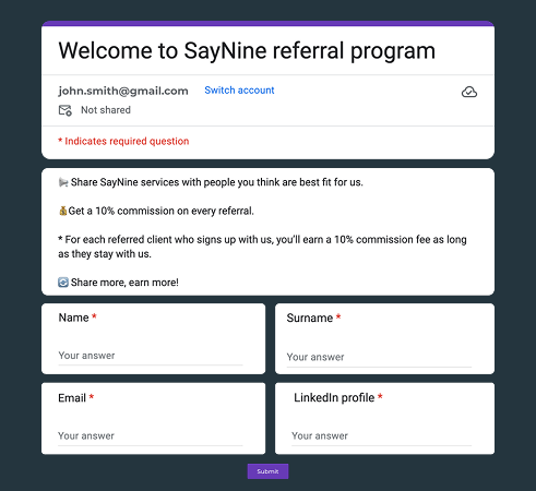 Fill out the form