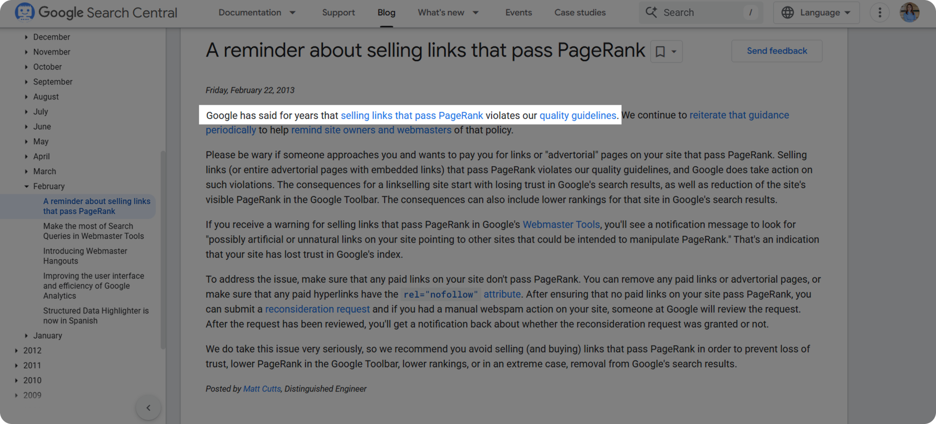Google's guidelines about selling links.