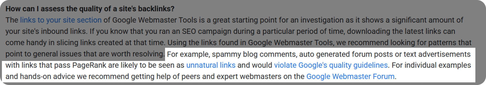 Google's stance on comment and forum backlinks.