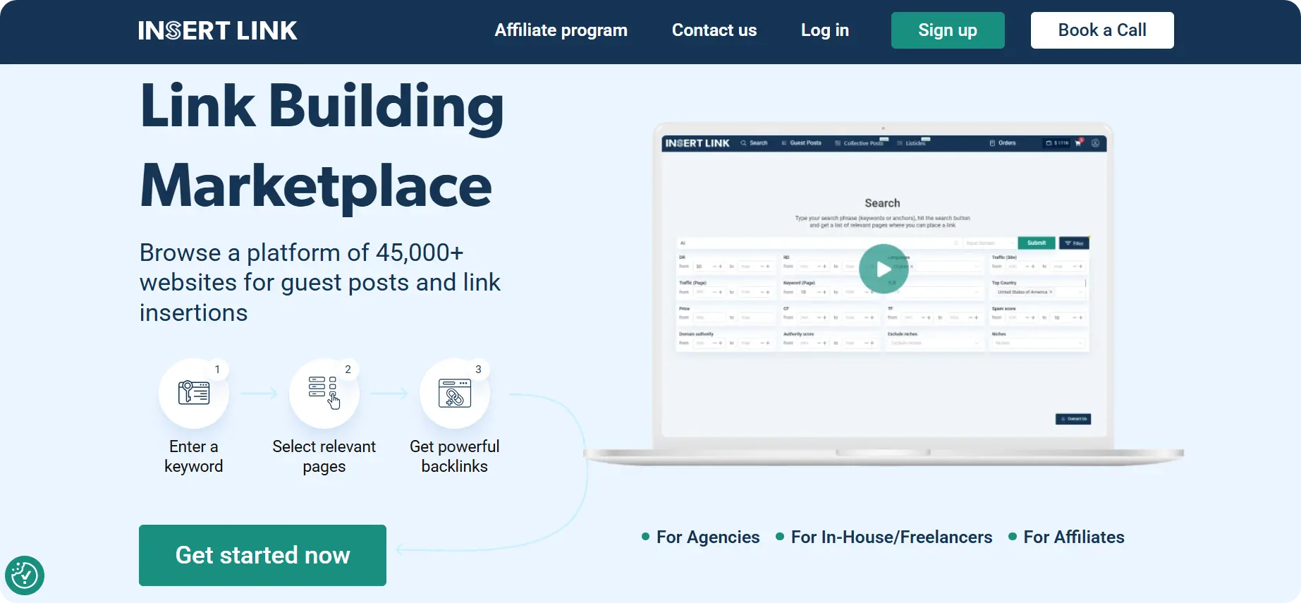 Insert.Link marketplace homepage