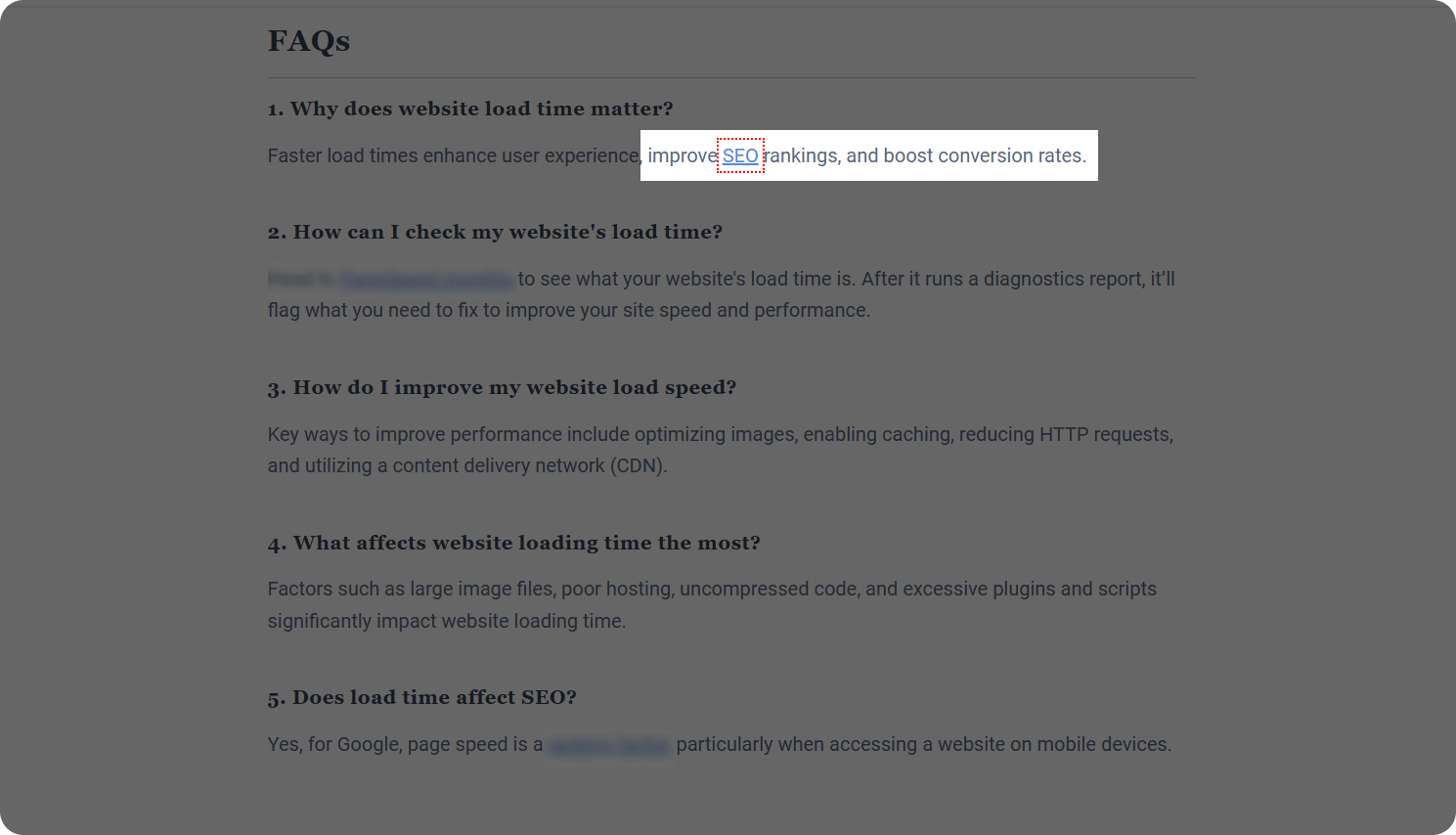 An example of a page with a nofollow link highlighted.