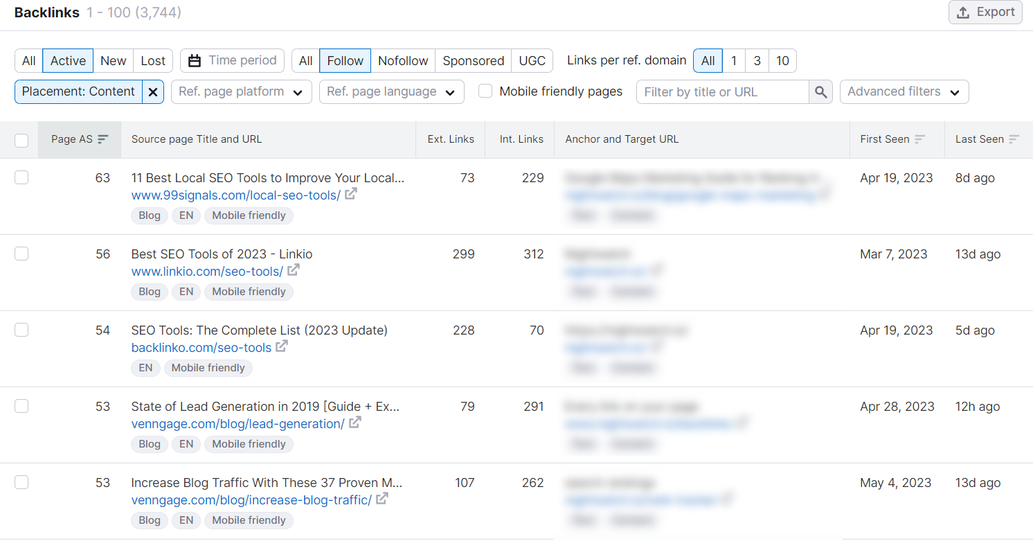 Analyze competitor backlinks on Semrush