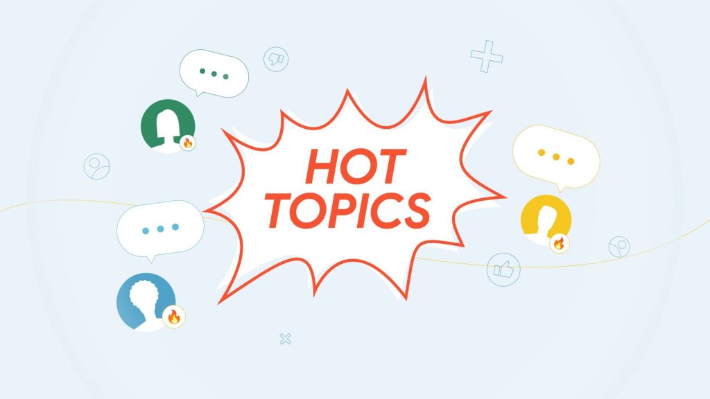 People icons and "Hot Topics" text inside a star bubble