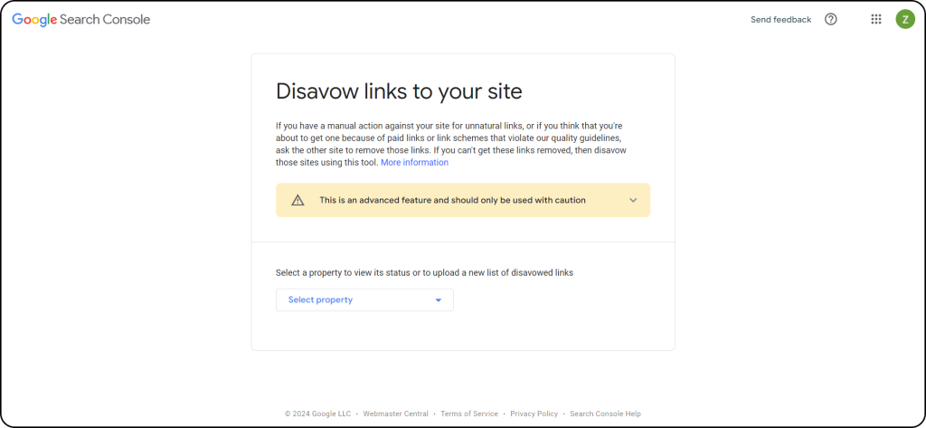 Using the Google Search Console to disavow toxic backlinks.