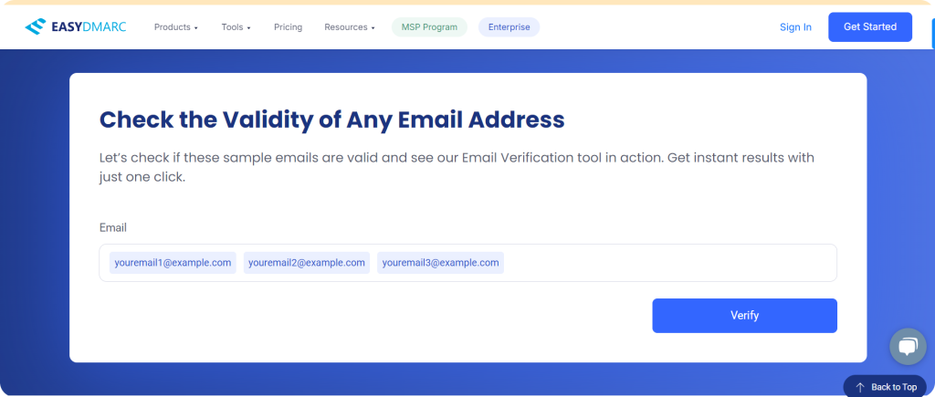 EasyDMARC email verifier tool to verify link building prospects email addresses.