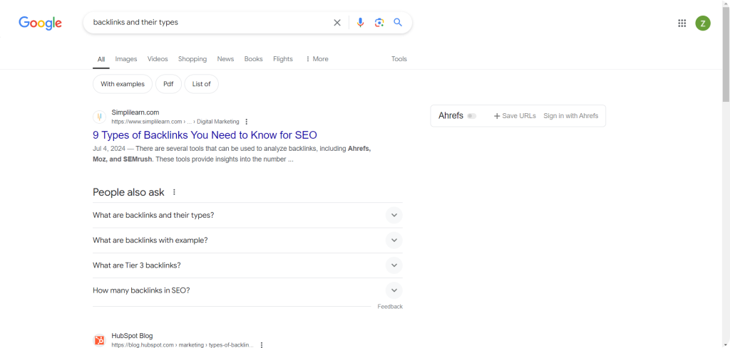 Screenshot showing an example of Google People Also Asked section for finding keywords.