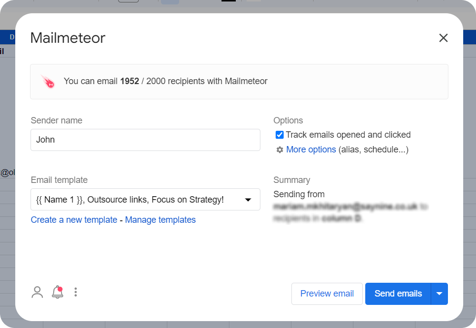 Setting up a link building automation campaign on Mailmeteor.