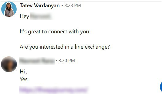 Link exchange offer via LinkedIn.