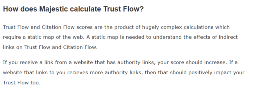 How Majestic calculates their trust flow metric.