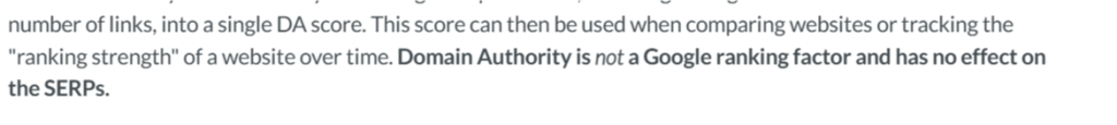 The Moz quote about their Domain authority metric.