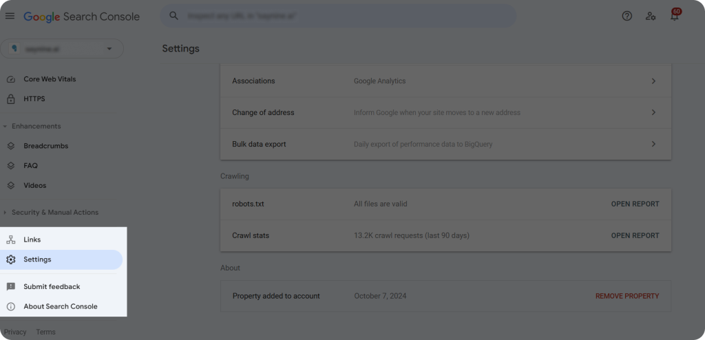 Checking robots.txt file within Google Search Console.