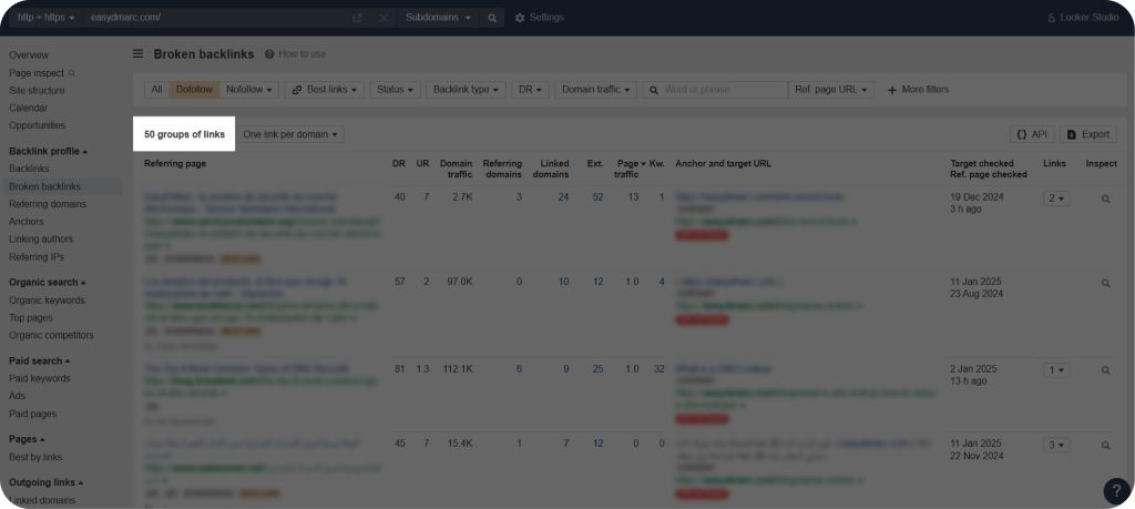 Case study of a client's broken backlink profile.