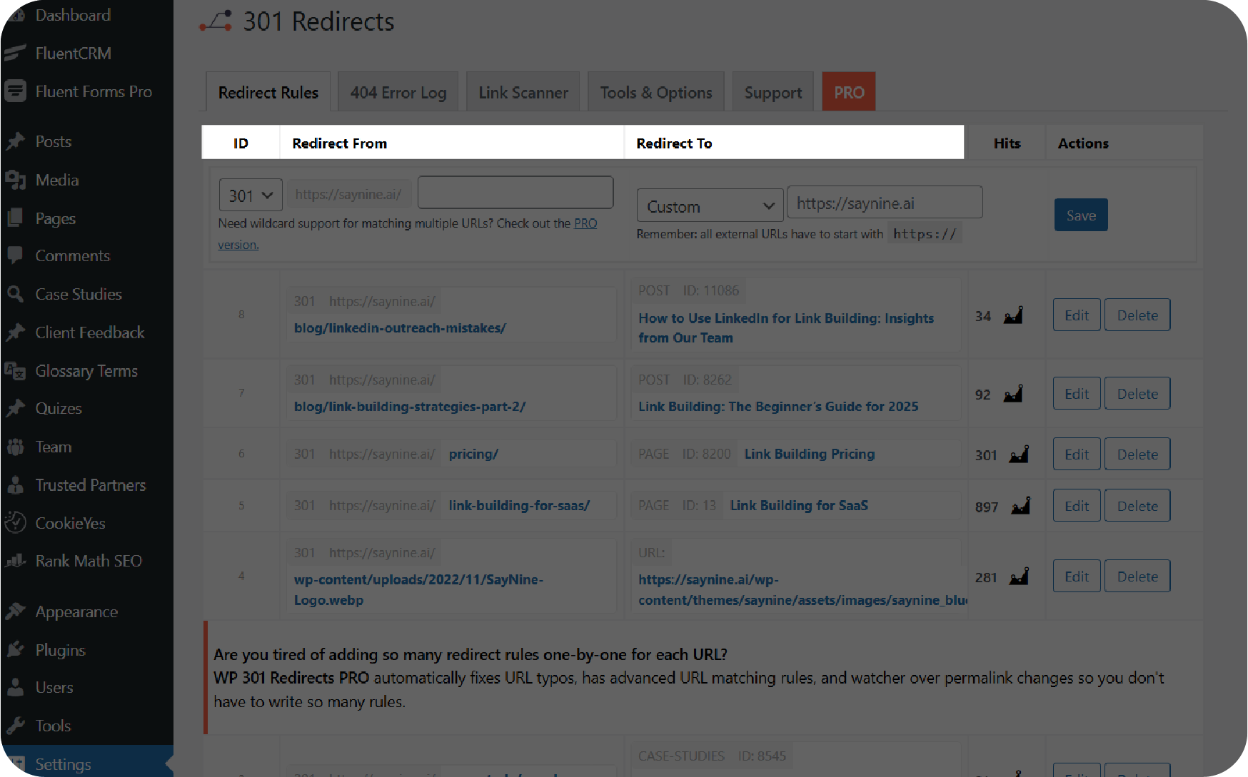 301 redirect plugin on WordPress