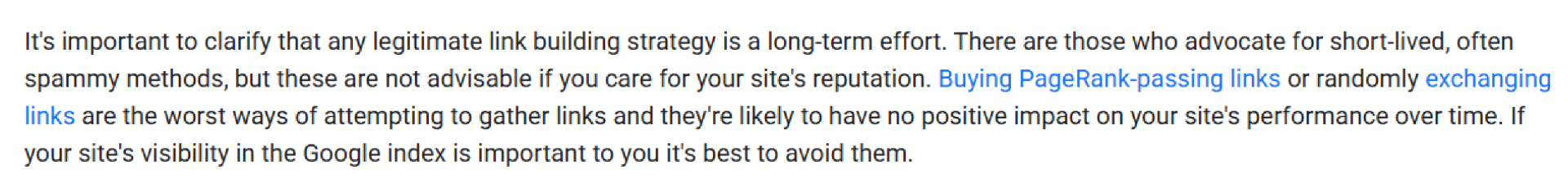 Google documentation highlighting link exchange guidelines and violations.