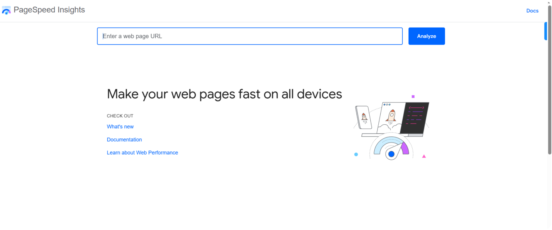 PageSpeed Insights dashboard
