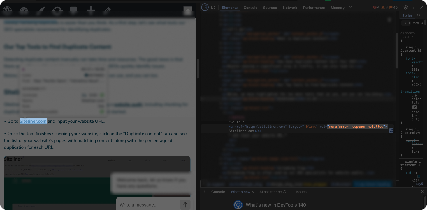 A nofollow link shown in the code.
