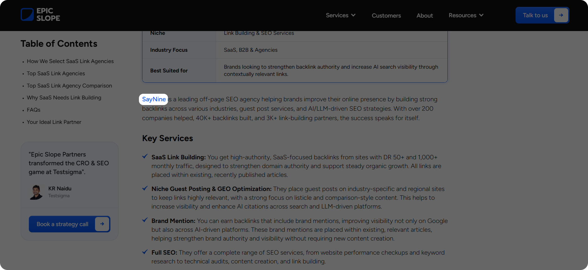 An example of a brand mention for SayNine