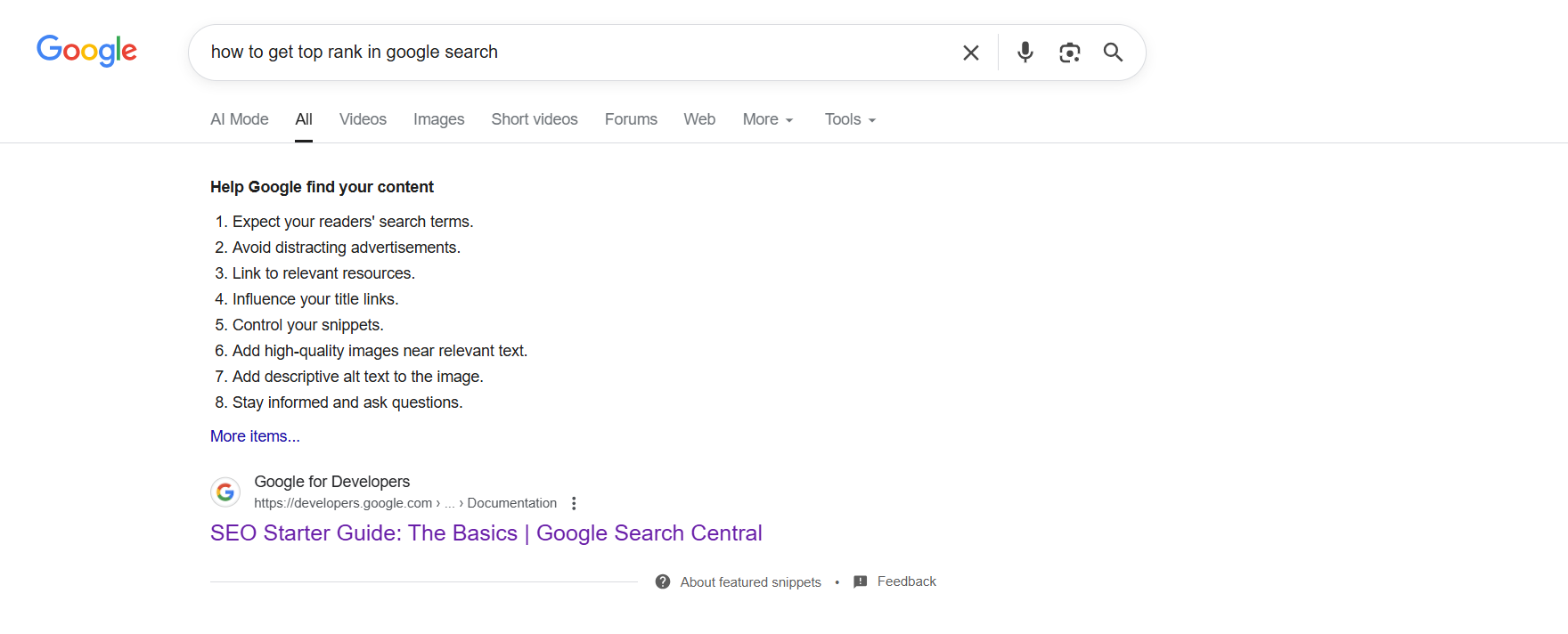 An example of a list snippet.