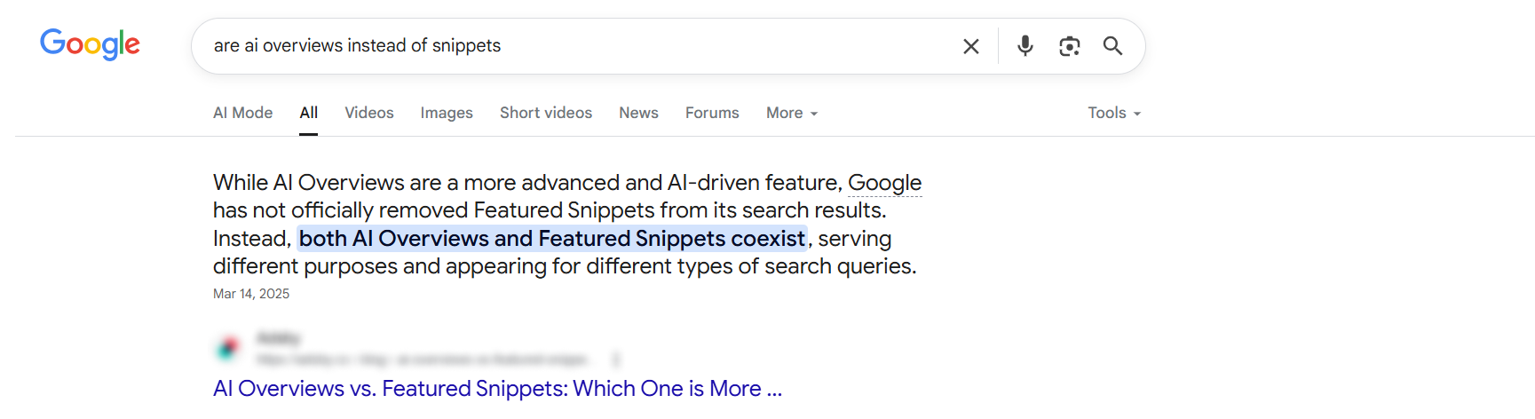 Google snippet example 1