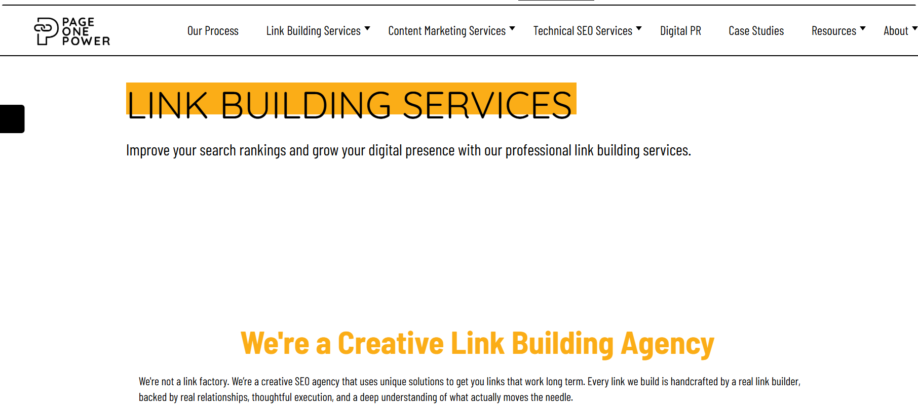 Page One Power homepage