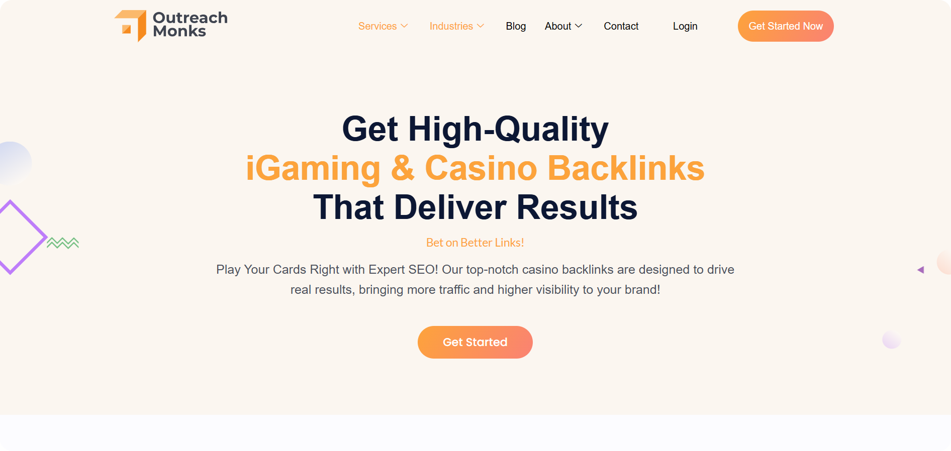 Outreach Monk's iGaming & Casino backlinks page