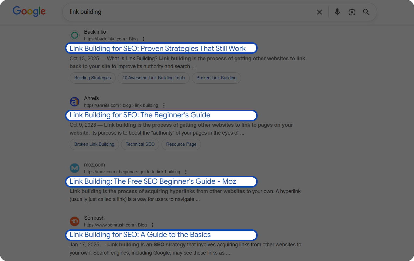 Search results for the "link building query"