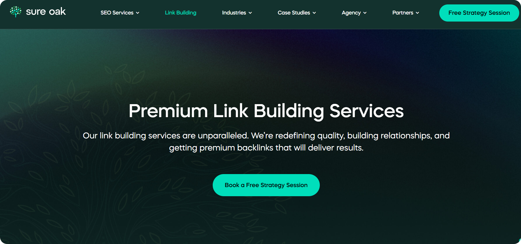 The Link Building Services page for Sure Oak