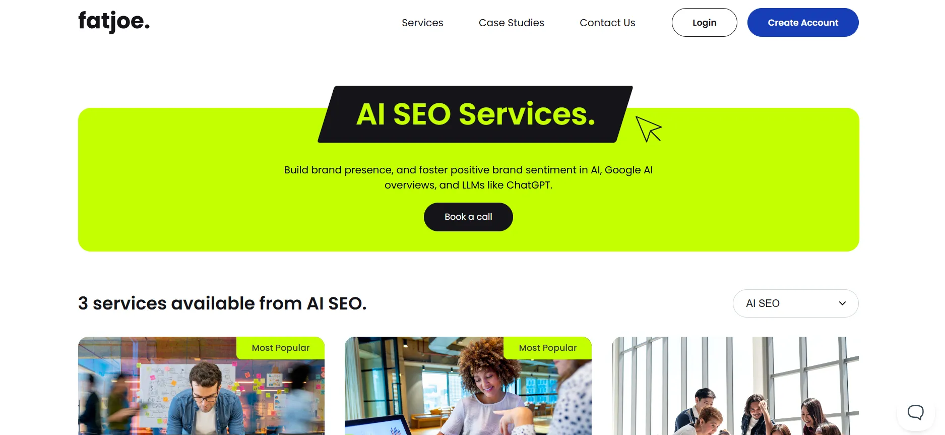 fatjoe AI SEO services page