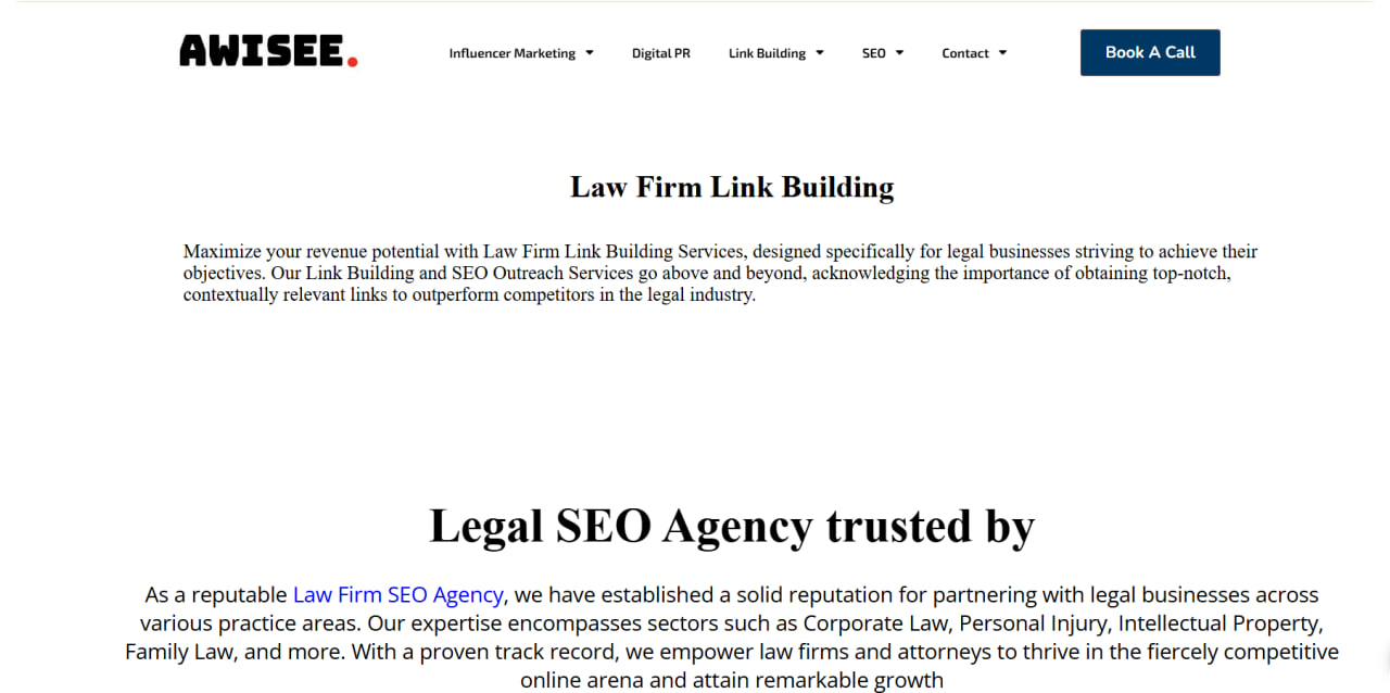 Awisee law firm link building page