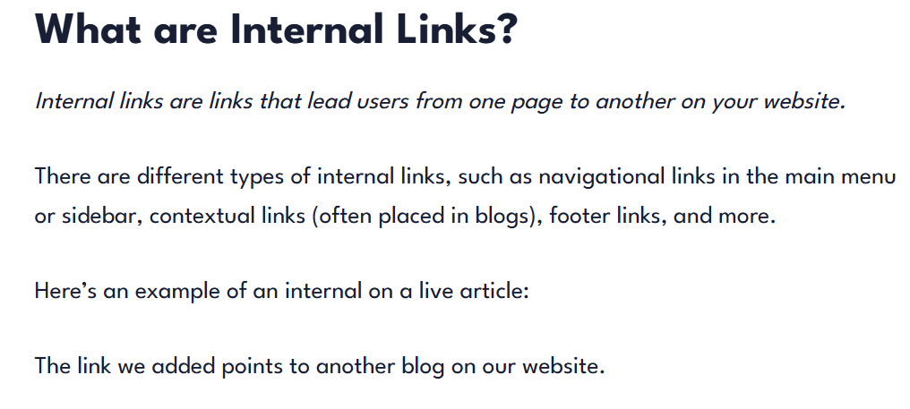 An example of a heading that targets an informational query