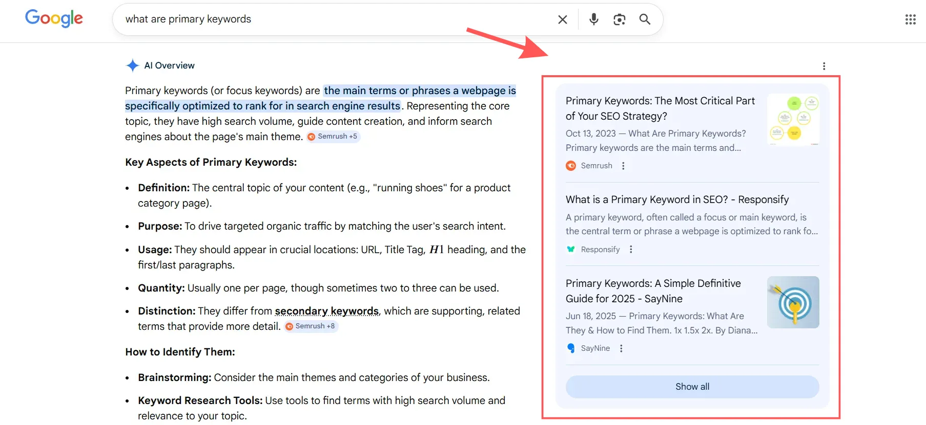 An example of AI overviews