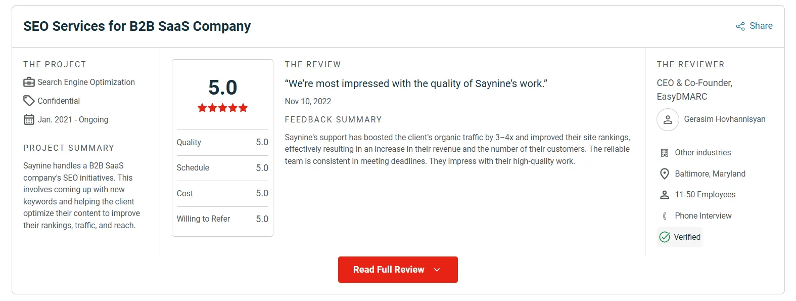 A review about SayNine on Clutch