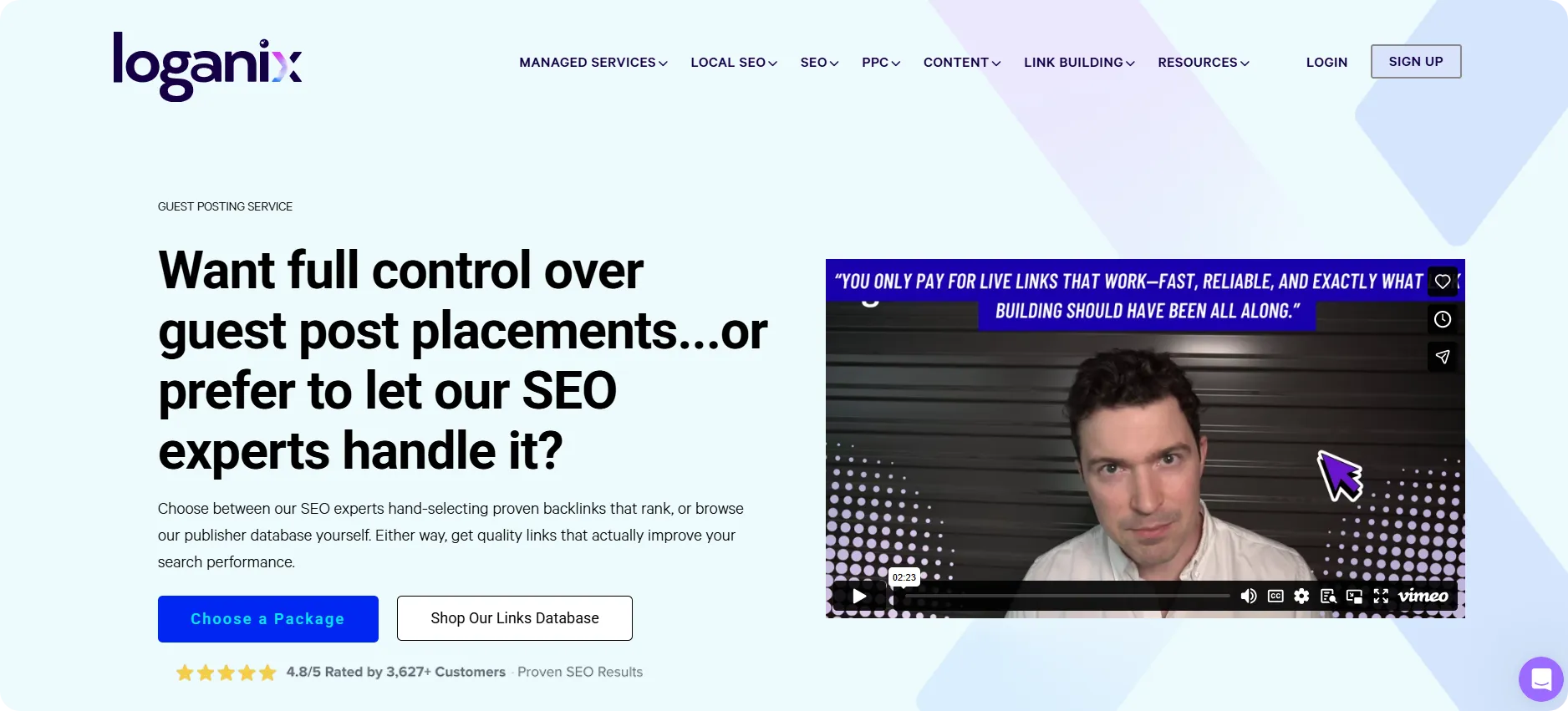 Loganix guest posting service page