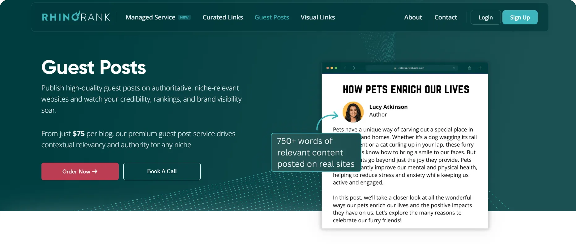 Rhino Rank guest posting service page