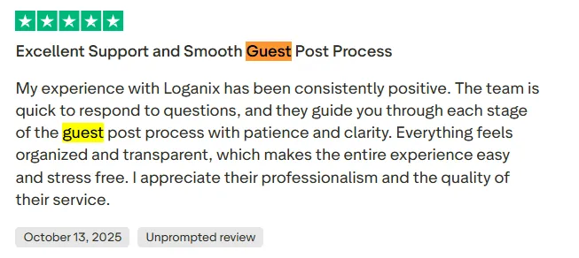 Loganix review on Trustpilot