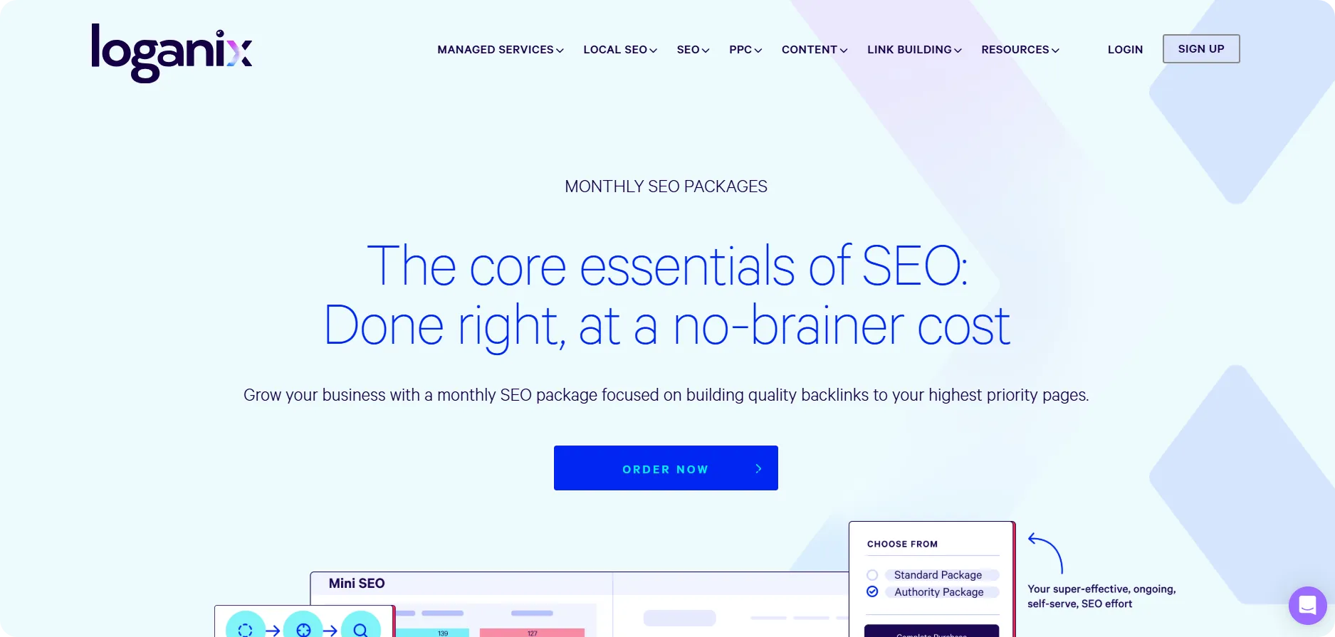 Loganix SEO packages service page