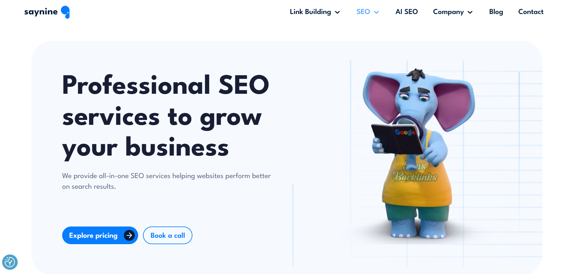 SayNine - SEO services page