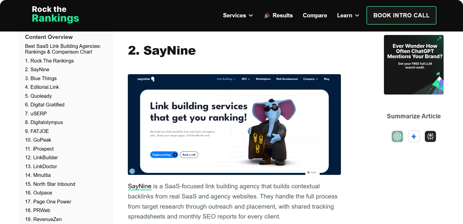 An example of another listicle where Saynine is also mentioned