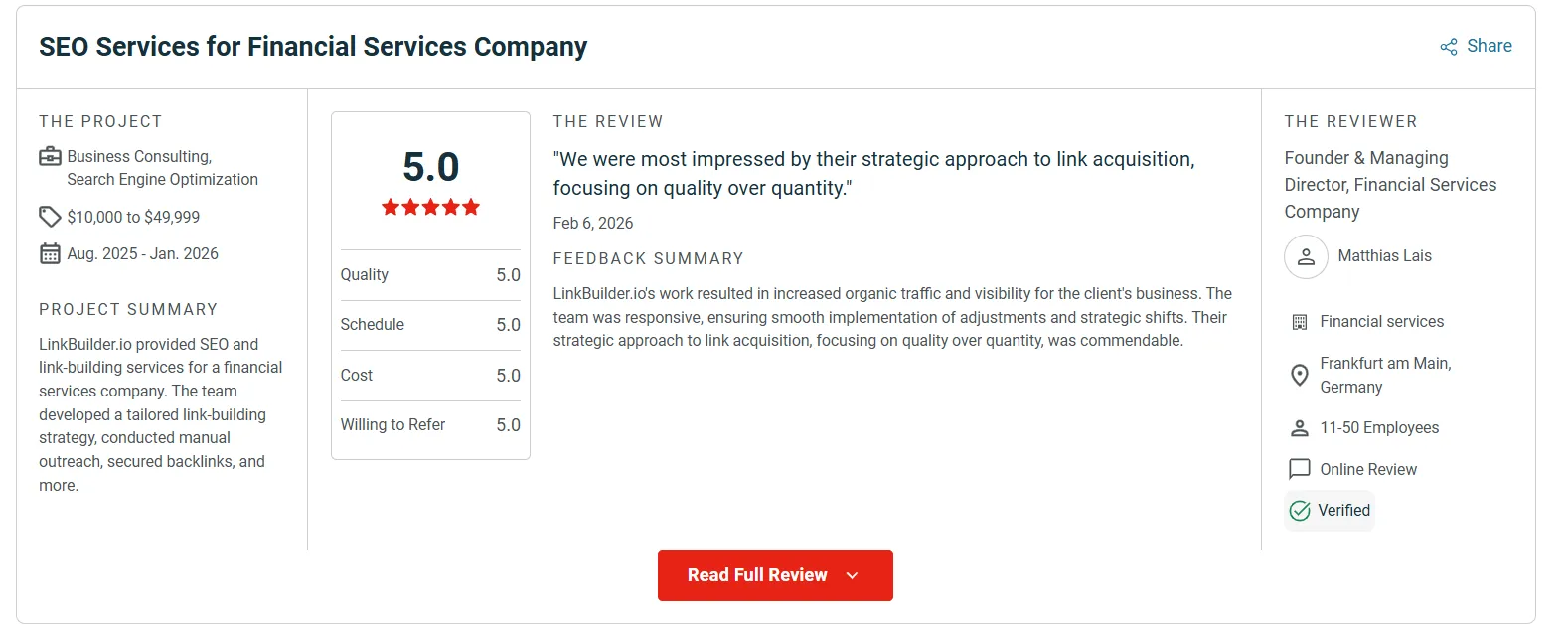 Linkbuilder.io review on Clutch