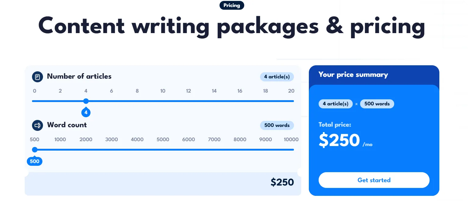 SEO content writing services pricing SayNine