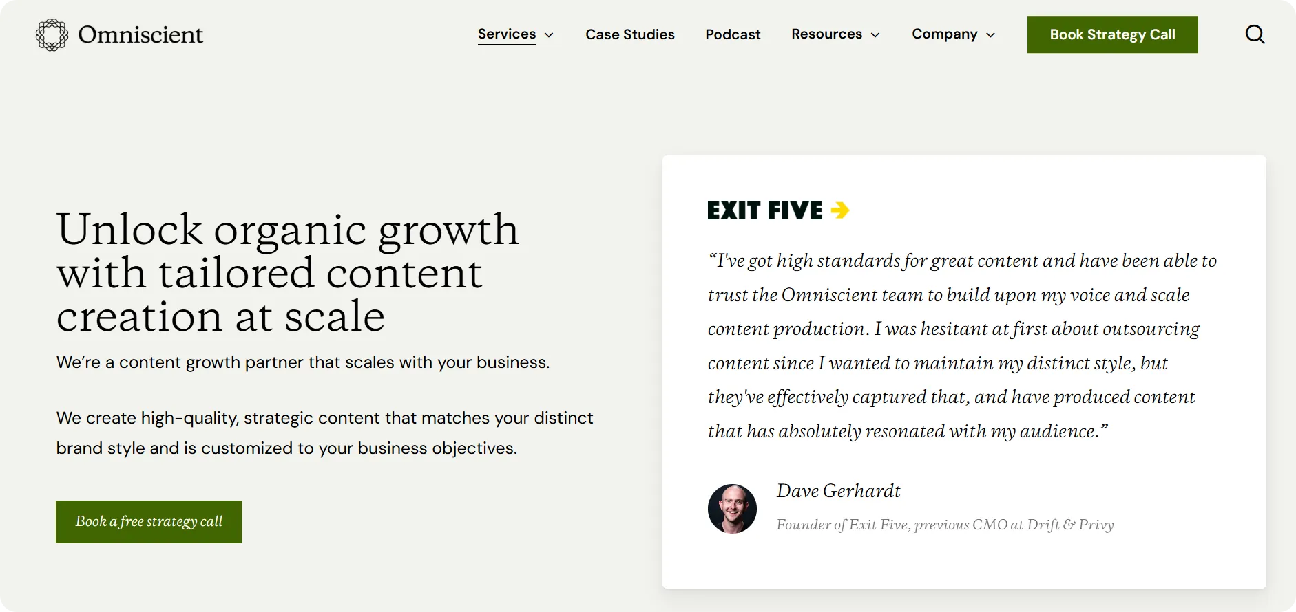 Omniscient Digital content services page