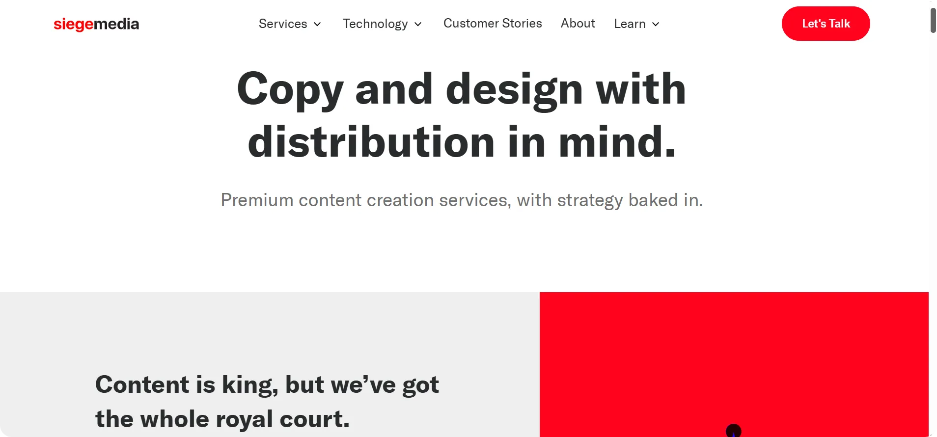 Siege Media Content services page