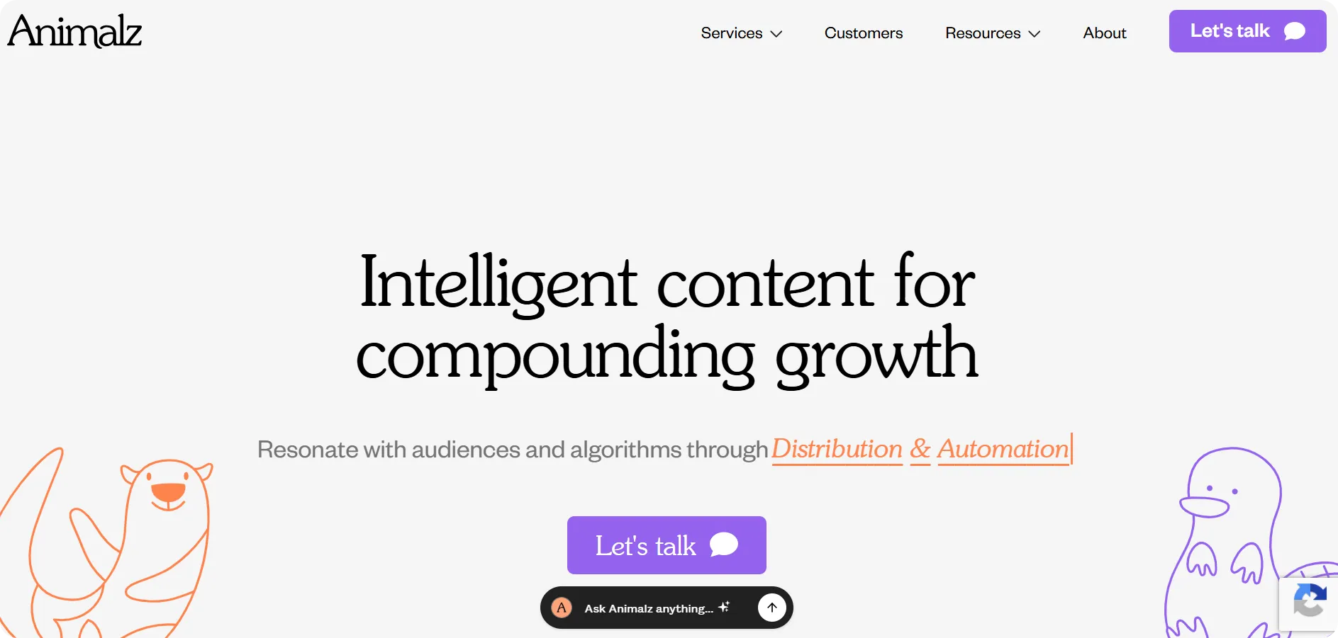 Animalz content services page