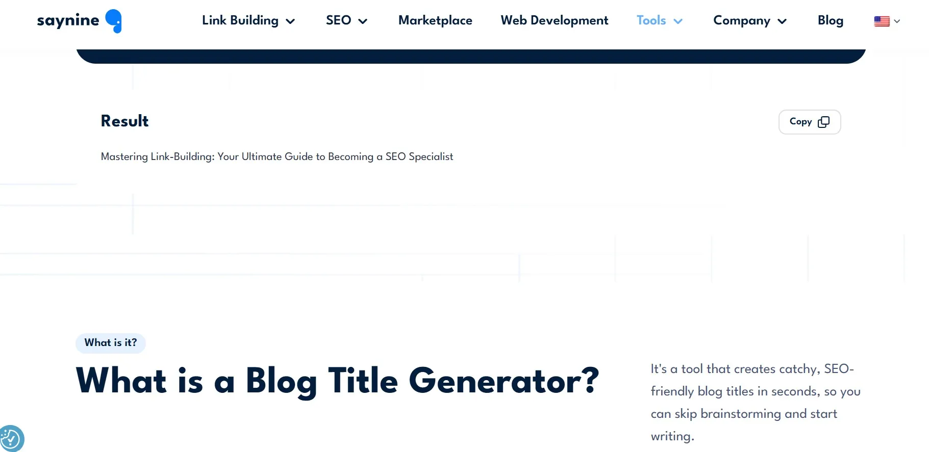 SayNine's blog title generator tool 