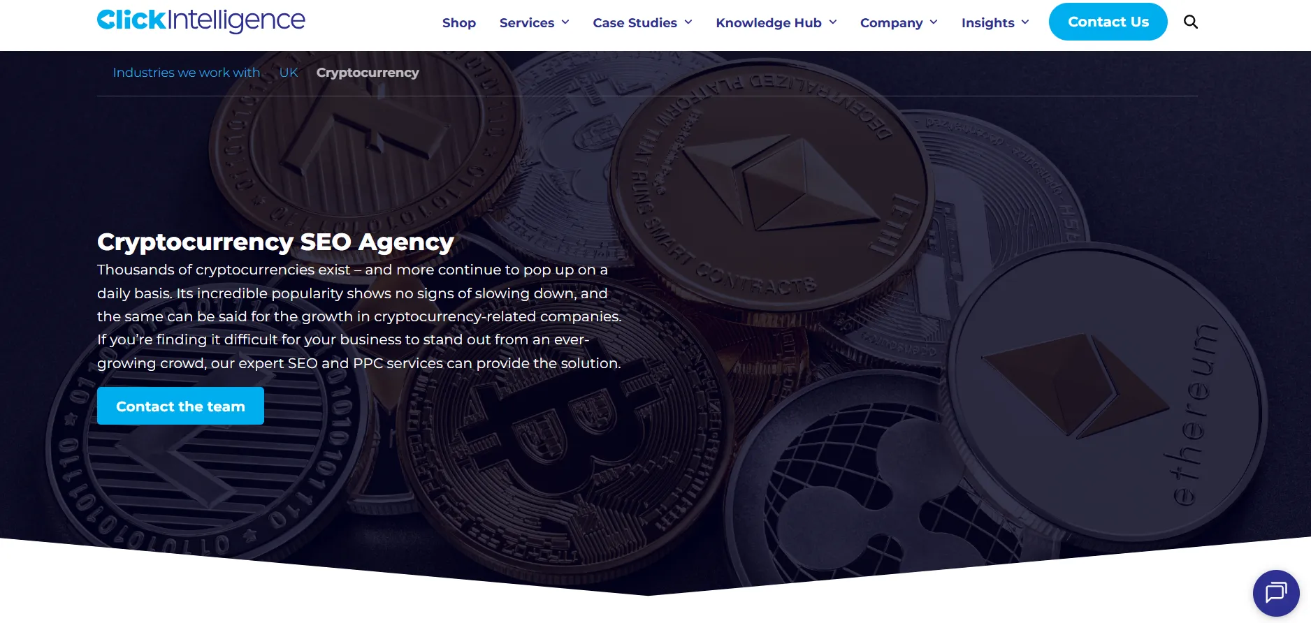 Click Intelligence crypto service page