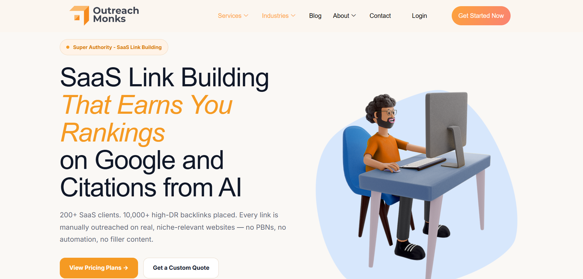 Outreach Monks SaaS niche edits service page