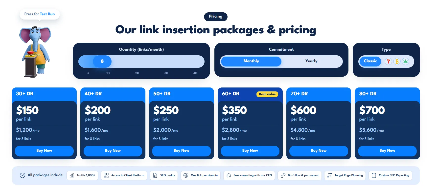 SayNine's link insertion pricing