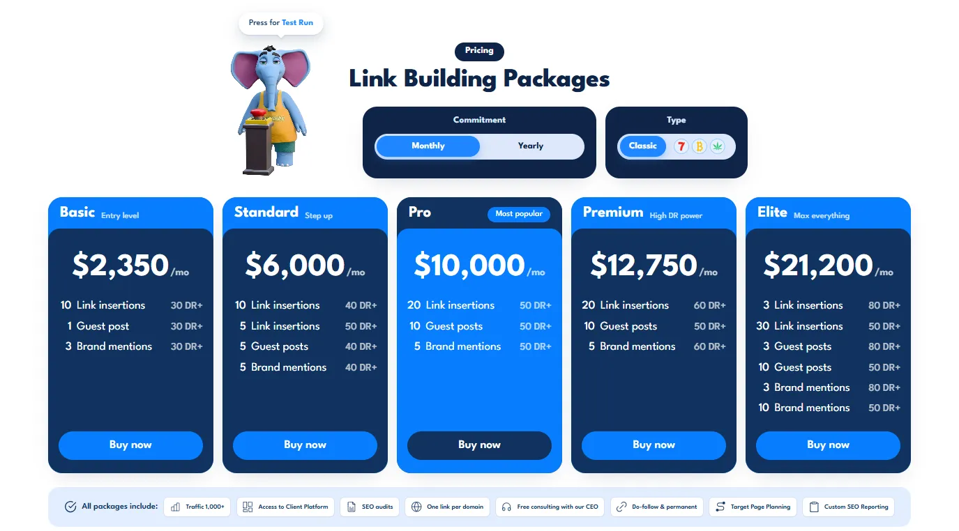 SayNine's fixed link building packages