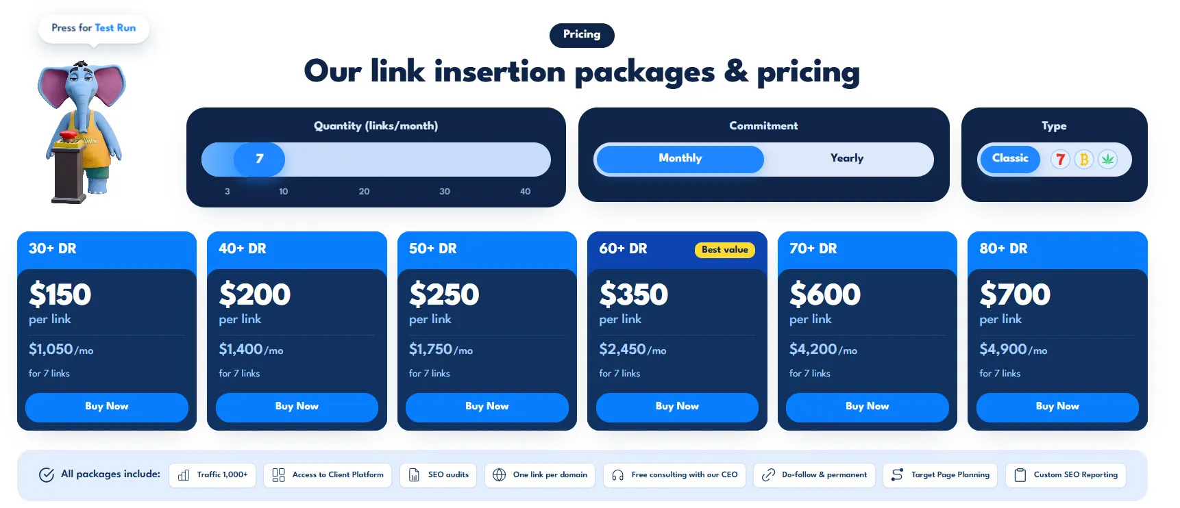SayNine's link insertion package & pricing