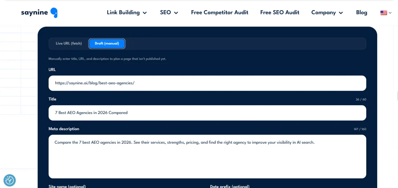 SayNine's SERP preview tool in action